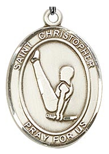 Medal St Christopher Men Gymnastics 1 inch Sterling Silver