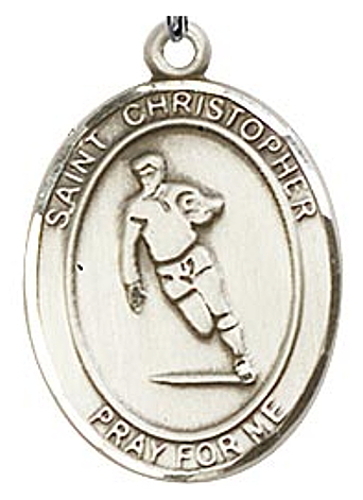 Medal St Christopher Men Rugby 1 inch Sterling Silver