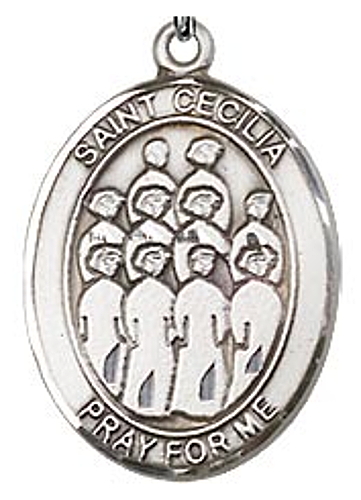 Medal St Cecilia Women Music / Choir 3/4 inch Sterling Silver