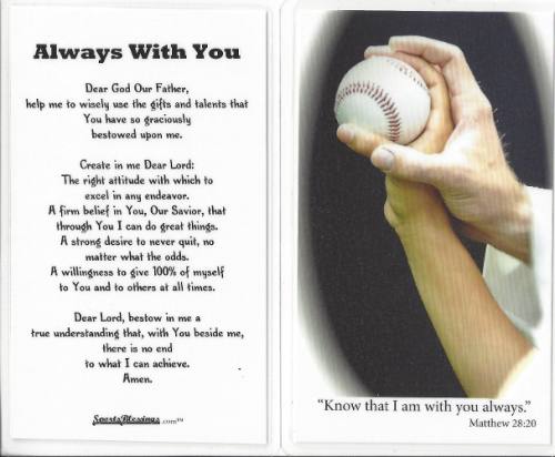 Prayer Card Baseball Laminated