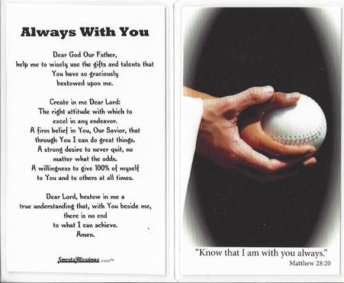 Prayer Card Softball Laminated